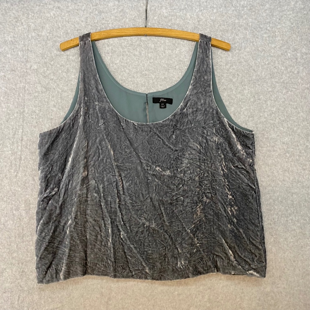 J. Crew Size 14 Crushed Velvet Tank Top Camisole Top Shimmery Look Lined